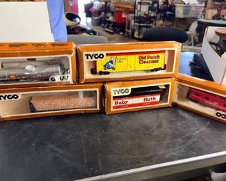 Toy train related items
