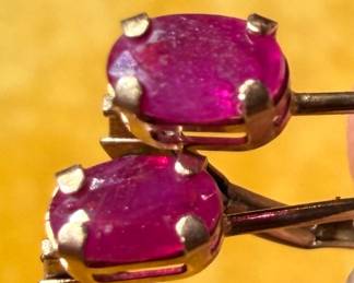 10 karat gold, ruby earrings