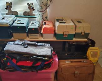 Tackle boxes and suitcases 