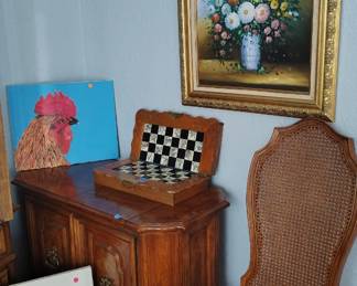 Buffet and paintings