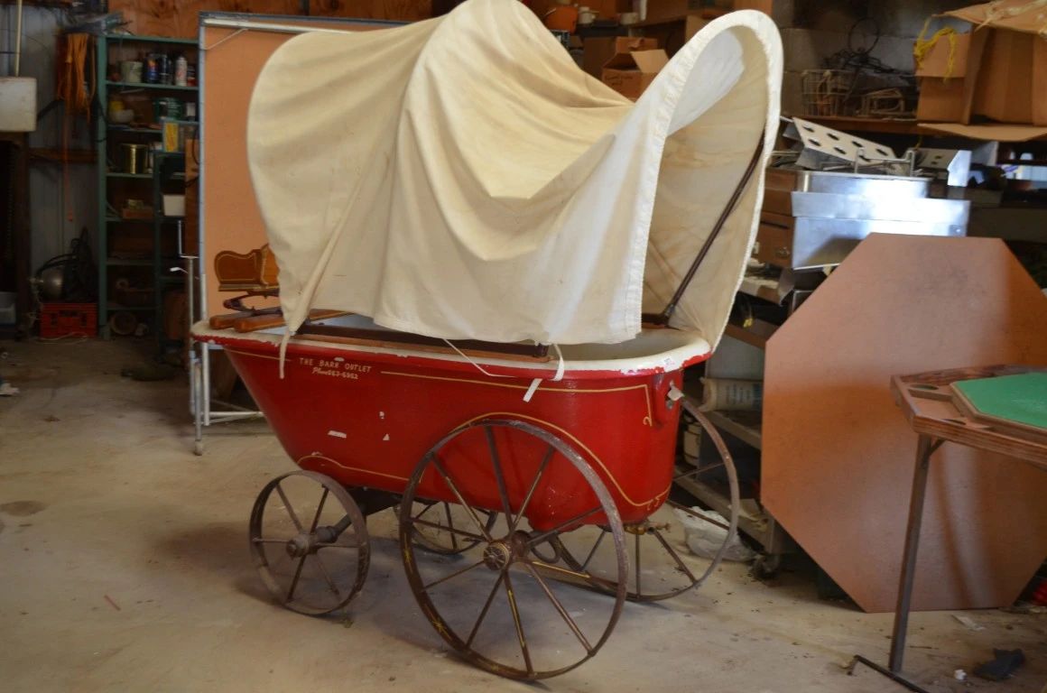 Antique Cast Iron Tub Turned Into Covered Wagon