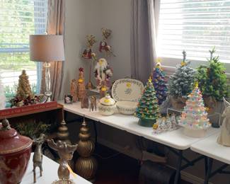 Vintage lit Christmas trees