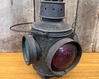 Early primitive railroad lamp