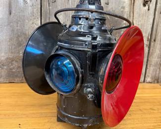 Large Dressel Railroad Lamp with porcelain lenses