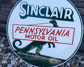 Large SINCLAIR Pennsylvania Motor Oil round sign 1957