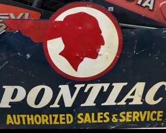 7 ft Pontiac Dealership Sign double sided original