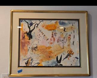This artwork is a piece titled Comique Trippe by the renowned Chilean Surrealist artist Roberto Matta. It features his signature chaotic, dreamlike composition populated by whimsical and biomechanical anthropomorphic figures. Matta produced a series under this thematic title (including lithographs and mixed-media works like Comique Trippe XVI) during the 1970s. 