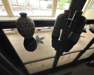 Binoculars, vase