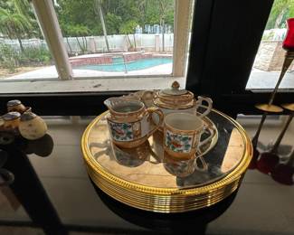 Tea set, plates, gold very unique