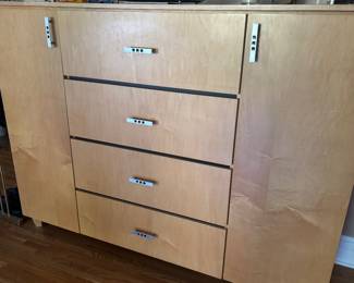 PART OF THE CUSTOM MADE KINGSIZE BEDROOM SET DRESSER WITH DRAWERS AND SIDE STORAGE