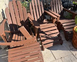 WOOD PATIO CHAIRS WITH OTTOMANS