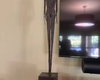 PAIR OF METAL STATUES