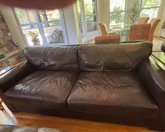 LEATHER BROWN SOFA BY CRATE AND BARREL