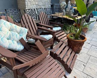 WOOD PATIO CHAIRS WITH LEG REST