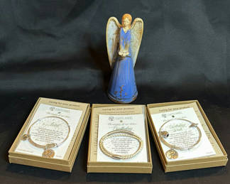 Lot 108: A Little Piece of Heaven - Lot of Earth Angel Bracelets and Angel Figurine