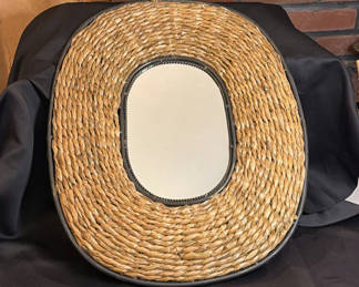 Lot 142: Oval Wicker Framed Wall Mirror