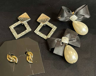 Lot 178: Three Pairs of Vintage Clip-On Fashion Earrings