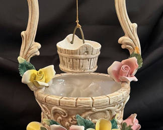 Lot 118: Capodimonte Ceramic Floral Basket Vase Italy