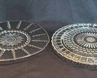 Lot 103: Two Vintage Clear Pressed Glass Serving Plates Appear to Be Federal Glass