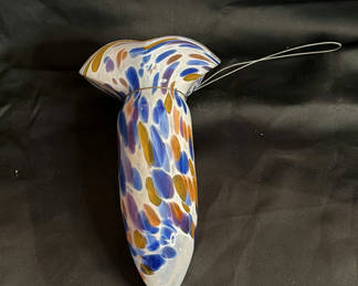 Lot 166: Handblown Art Glass Wall Pocket Vase