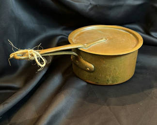 Lot 120: Vintage Metal Saucepan with Lid Appears to Be Copper