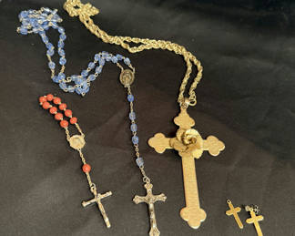 Lot 180: Religious Cross Jewelry and Rosaries