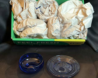 Lot 127: Lot of Vintage Blue Glass Dishes