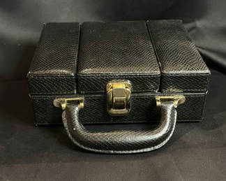 Lot 185: Black Textured Travel Jewelry Case with Mirror