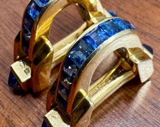 Boucheron Paris 18K Sapphire Stirrup Cufflinks