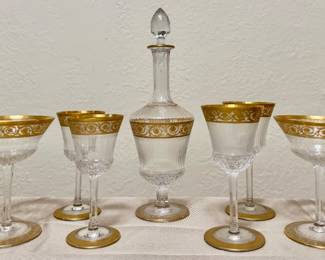 Saint Louis Crystal "Thistle" Wine Glasses, Decanter & Champagne Coupes