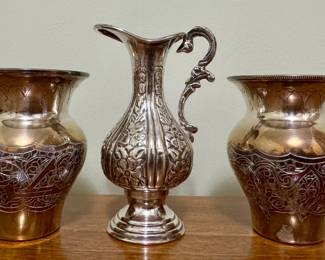 Egyptian Silver Vases & Pitcher