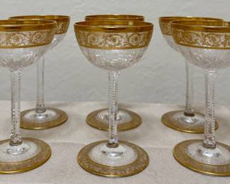 (6) Saint Louis Crystal "Thistle" Wine Glasses