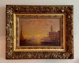 "Panoramic View of Venice & The Grand Canal" Oil on Canvas, Signed Charles Clement Calderon (French 1870-1906)
