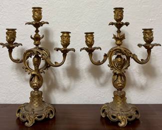 Louis XV Gilt Bronze Candelabras