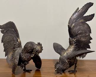 Bronze Fighting Roosters