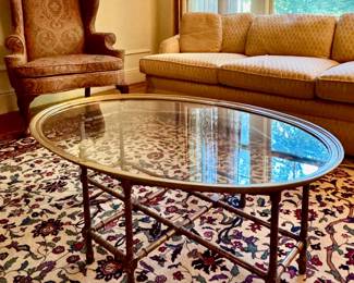 Baker Furniture Faux Bamboo & Brass Coffee Table