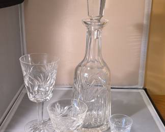 Waterford Cut Crystal Decanter and Stemware Set