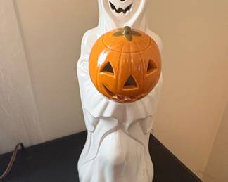 Vintage Ceramic Ghost with Pumpkin Light