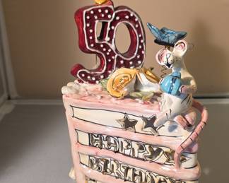 Blue Sky Clayworks Heather Goldminc 50th Birthday Cake Slice Tealight Holder