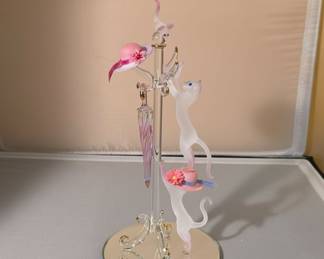 Glass Baron Cat and Coat Rack Figurine