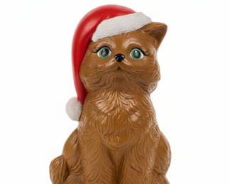 Vintage Ceramic Christmas Cat Figurine