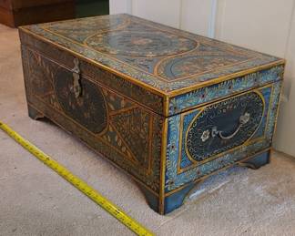 Hand-Painted Decorative Wooden Storage Trunk