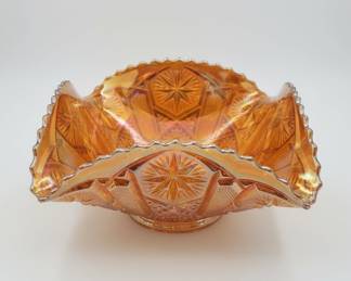Imperial Glass Star and File Marigold Carnival Glass Bowl