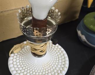 Fenton Milk Glass Hobnail Accent Lamp