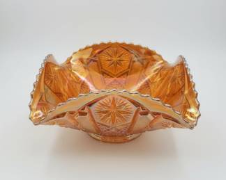 Imperial Glass Star and File Marigold Carnival Glass Bowl