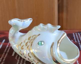Vintage Iridescent Fish Trinket Dish