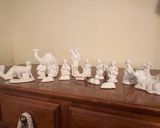 Vintage White Glazed Ceramic Nativity Set