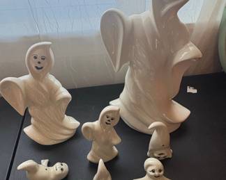 Vintage Ceramic Ghost Figurine Set