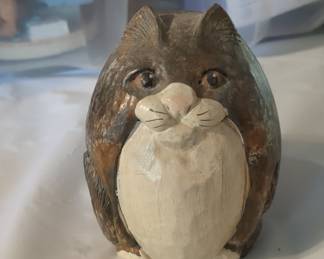 Mio Hashimoto Wood-Carved Style Cat Figurine