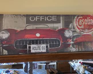 Route 66 Vintage Car Canvas Wall Art Set